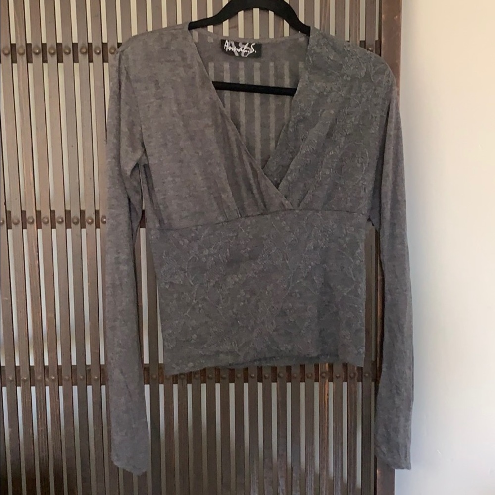 Annah S. gray crossover top